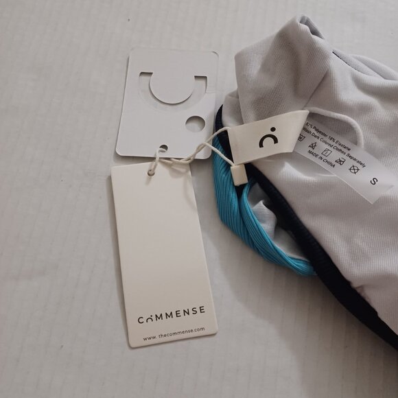 COMMENSE ASYMMETRICAL STRIPED ONE SHOULDER CUTOUT SWIMSUIT BLUE SIZE SMALL - Picture 8 of 10